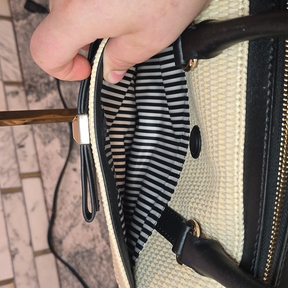 Kate Spade New York Woven Straw Bag with Leather Trim and Bow - Picture 6 of 8